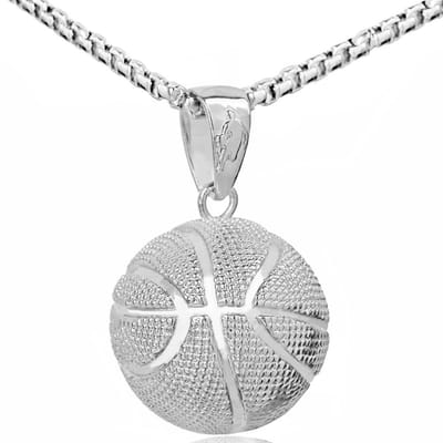 Basketbal Ketting met Hanger Zilver Kleurig - Kettingen Heren Dames - Papa Cadeau Voor Mannen - Vaderdag
