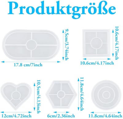 Dailygoods- Onderzetters Hoogwaardig - Onderzetters voor Glazen - Onderzetters voor Pannen - Onderzetters met Houder - Set van 5 - Siliconen Mallen - Gietvorm
