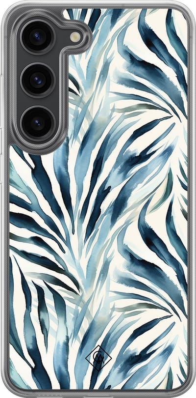 Casimoda® hoesje - Geschikt voor Samsung Galaxy S23 Plus - Japandi Waves - 2-in-1 case - Schokbestendig - Water - Verhoogde randen - Blauw, Transparant