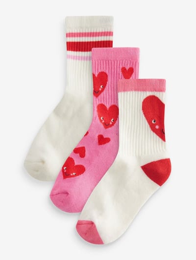 Next - Meisjes - 3 Paar katoenrijke enkelsokken met verzachte zool - Roze