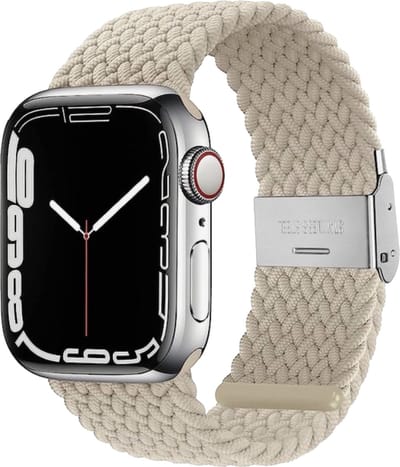 MY PROTECT - Gevlochten Nylon Bandje - Geschikt Voor Apple Watch Bandje - Series 1/2/3/4/5/6/7/8/9/10/SE - 38mm - 40mm - 41mm - 42mm - Braided Loop - Starlight