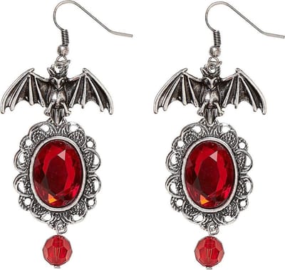 Vleermuis oorringen met rode steen