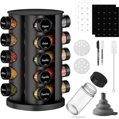 White-Label® Kruidenrek Staand - Aanrecht Organizer - Opbergrek Kruidenpotjes - Zwart