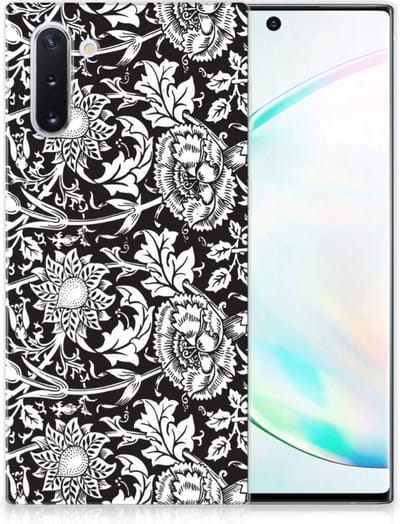Samsung Galaxy Note 10 TPU Case Black Flowers