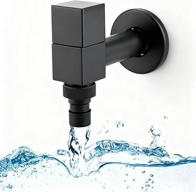 Ronte - Waterkraan vierkant zwart met filter voor tuin, badkamer en balkon - gestage stroom - multifunctionele water dispenser - aanrechtkraan (G1/2-draad)