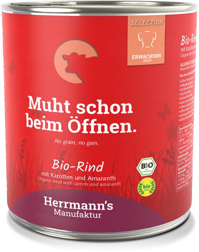 Herrmann's Bio Sensitive Purinearm Honden Natvoer - Rund met Wortelen - 800 g