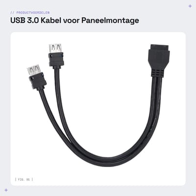 Dailygoods - USB 3.0 Kabel voor Paneelmontage, 19/20PIN