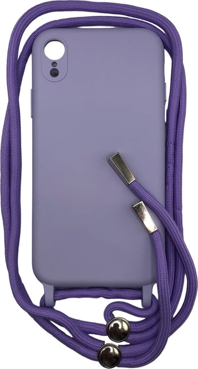 Siliconen Camera/Lens Bescherming back cover hoesje met koord - Geschikt voor iPhone XR - Lila