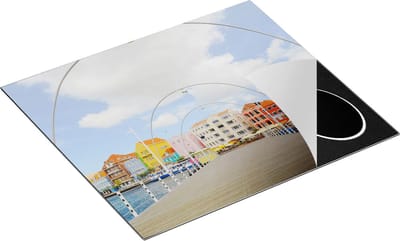 Chefcare Inductie Beschermer Willemstad Gekleurde Huisjes in Curaçao - 60x50 cm - Afdekplaat Inductie - Kookplaat Beschermer - Inductie Mat