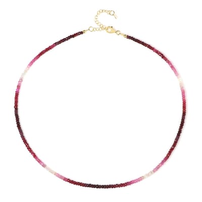 Cavill - Zilveren Halsketting - 925 Sterling Zilver - Facetgeslepen Robijn uit Tanzania 51,245 ct - Vergulde Sluiting - Elegante Ketting 45-50 cm