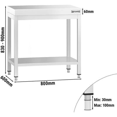 GGM Gastro Edelstahl Arbeitstisch PREMIUM - 800x600mm - mit Grundboden Zilver