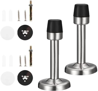 Deurstopper Set van 2 - Rvs Wandbeschermers met Rubber Buffer voor Geluidsreductie en Veiligheid