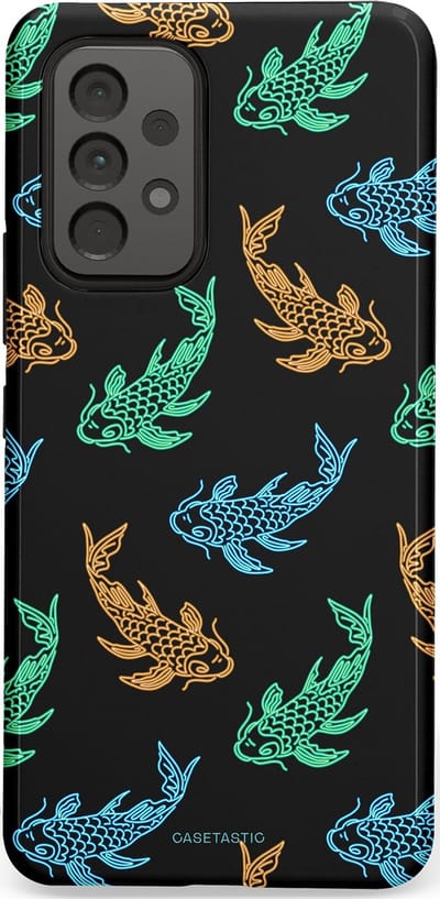 Casetastic hoesje geschikt voor Samsung Galaxy A53 (2022) 5G - Dubbellaagse bescherming - Neon Koi - Fashion Case - Zwart Petrol Donkergroen Bruin