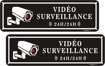 Bewakingsborden - Camerabewaking Stickers - Veiligheid Aangeven - Zelfklevend Aluminium - 25x8 cm - Zwart