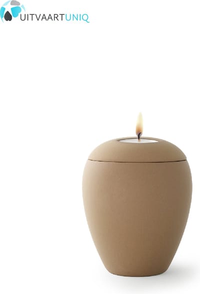 Mini urn zandkleur met lichtje - keramiek