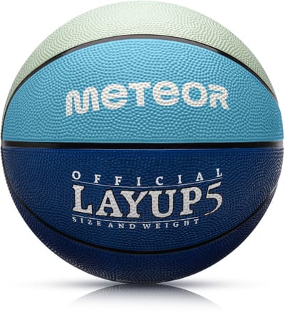 Meteor Layup 5 - Basketbal - Blauw/grijs, duurzaam en veelzijdig, antislip oppervlak
