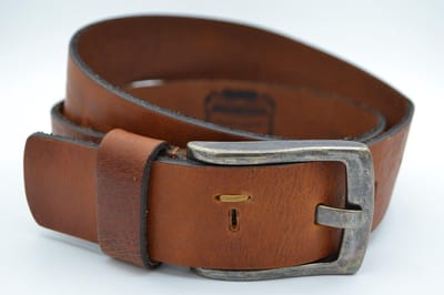 Heren riem van cognac Italiaans echt leder - 4cm brede casual herenriem met leuke details maat 85