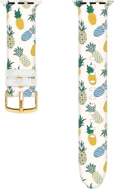 Siliconen bandje - geschikt voor Apple Watch series 1/2/3/4/5/6/7/8/9/10/11/ SE (1,2,3) / Ultra (1,2,3) met maat 44 mm / 45 mm / 46 mm / 49 mm - pineapple