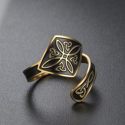 Likgreat Heksenknoop Verstelbare Open Ring Roestvrij Staal Zwart Email Keltisch Beschermingsamulet Wicca Pagan Heksen Sieraden Cadeau resizable black