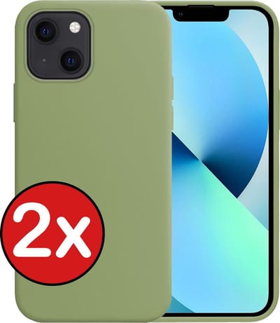Hoesje - 2 Stuks - Geschikt voor Apple iPhone 13 Mini - Sterk & Shockproof - Telefoonhoes - Back Cover - Case Siliconen - Telefoon Hoes - Groen