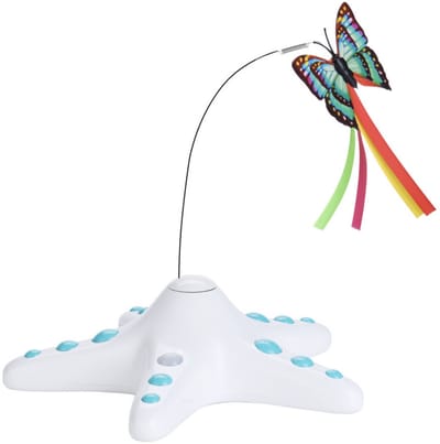 MIRO® Interactief Kattenspeelgoed - Automatische Roterende Vlinder - Voor Kat & Kittens - Slimme Bewegingssensor - Inclusief 2 Vlinders - Antislip Onderkant