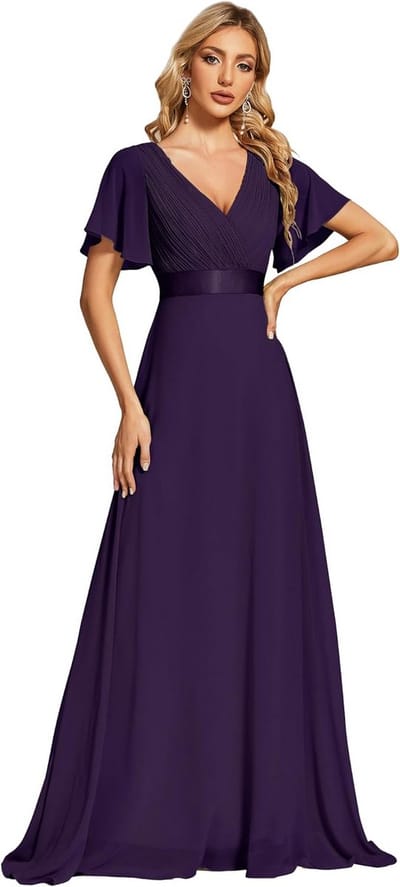 Elegante V-Hals A-Lijn Jurk met Slit voor Dames - Ideaal voor Ceremonies en Feesten