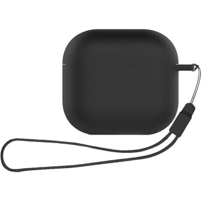 ShieldCase Siliconen Hoesje met Koordje Geschikt voor Airpods 4 - Siliconen Case voor Apple Airpods 4 Case Hoesje - Zwart