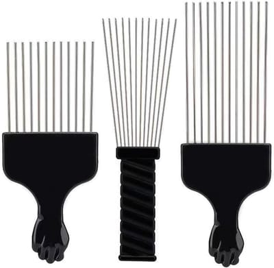 Afro Kam Set - Haar Prikkers - Haar Styling - Met Vuist Handvat - 3 Stuks - Zwart