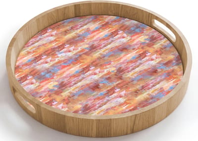 Dienblad rond 40x40 cm - Schootdienblad hout - Vloeiend - Olie - Verf - Kleur - Borrelplank rechthoek - Plateau houten dienbladen