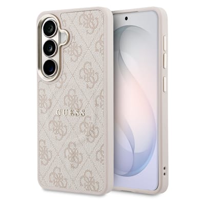 Guess Back cover Galaxy S26 - PU Leer Magsafe - Roze - 4G Classic Logo met Gouden Rand
