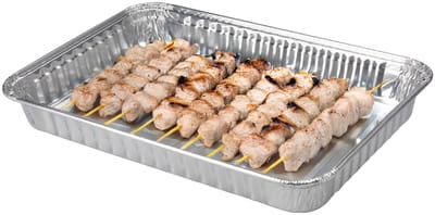 BBQ Collection barbecue grillschalen - Set van 4x stuks - 32 x 23 x 4 cm - Vlees grillen - BBQ rooster - aluminium schaal