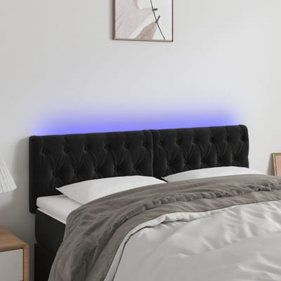 vidaXL - Hoofdbord - LED - 144x7x78/88 - cm - fluweel - zwart