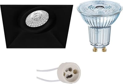 LED Spot Set - LEDVANCE Parathom PAR16 940 36D - Proma Nivas Pro - GU10 Fitting - Dimbaar - Inbouw Vierkant - Mat Zwart - 3.4W - Natuurlijk Wit 4000K - Trimless - Kantelbaar - 150mm