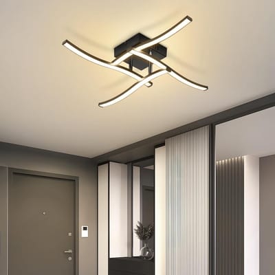 Glitzerlife - Plafondlamp - 4 LED Lichtbuizen - Warmwit 3000K - Kunststof - Ø50,5cm - Zwart - Plafondverlichting voor Grote