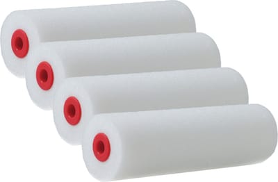 Sorex Schuim verfroller/lakrollers - 4x stuks - wit - 2,5 x 10 cm - Verfspullen - schilderen van hout/gips