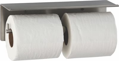 Dubbele toiletrolhouder van RVS gesatineerd/mat zwart, opbouw Bobrick
