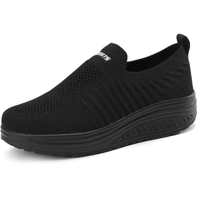 Dames Casual Schoenen Mode Ademend Wandelen Mesh Platte Schoenen Sneakers Dames Hoge kwaliteit HigherShoes Wit Dames Schoenen 36 black