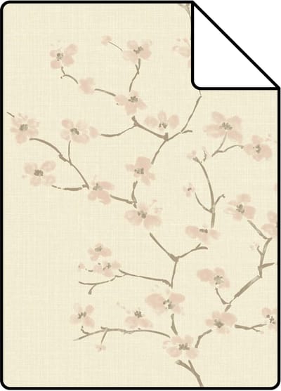 Proefstaal Origin Wallcoverings behang bloesemtak beige en roze - 26,5 x 21 cm - 346545-S