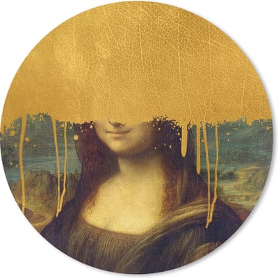 Muismat rond 20x20 cm - Mousepad Mona Lisa - Goud - Da Vinci - Ronde muismatten