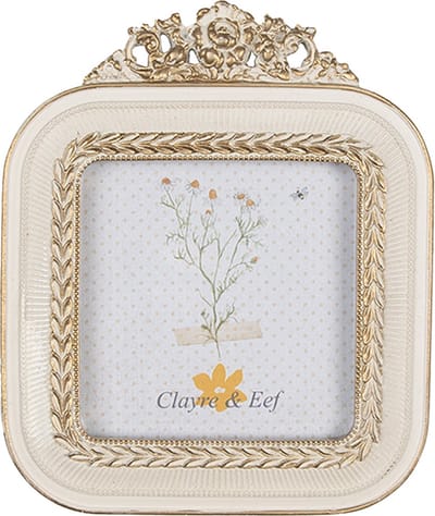 Clayre & Eef Fotolijst 9x9 cm Wit Goudkleurig Kunststof