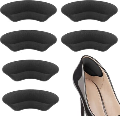Hielkussen, Hielbescherming voor Schoenen, Hielkussen met Inzetstukken van Spons, op Maat te Snijden voor Hoge Hakken, Vrijetijdsschoenen (3 Paar (Zwart), L 9,5 x B 3,5 x H 0,5 cm)