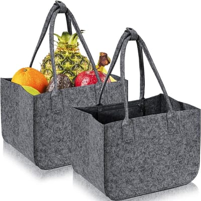 Grote Vouwbare Shopper van Vilt, 30L, Met Lange Handvatten en Binnenzak, Ideaal voor Winkelen en Opbergen