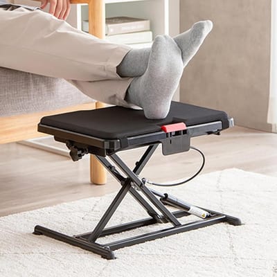 Voetsteun Bureau - Kantoor Voetbank - Comfortabel Zitten - Pneumatisch Verstelbaar - 11-31cm Hoogte - Zwart