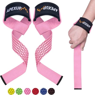 Hefbanden met Neopreen - Fitness Banden - Gewichtheffen en Krachttraining - Antislip Siliconen Grip - 5999 cm - Roze