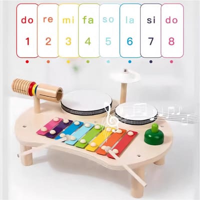 6-In-1 Muziekinstrumenten Voor Kinderen - Houten Speelgoed - Drum - Xylofoon - Percussie - Montessori Speelgoed - Voor Meisjes En Jongens - Cadeau Voor Verjaardag - Kerstmis - Pasen
