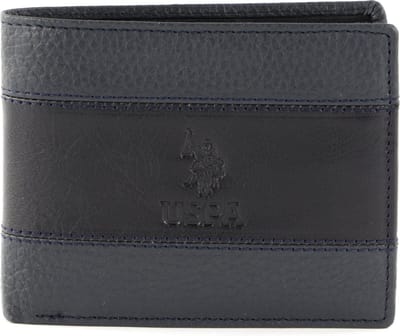 U.S. POLO ASSN. Leren Portemonnee Horizontal Wallet with Coin and Flap Blue Blauw