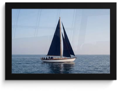 Poster in lijst - Fotolijst 30x20 cm - Posters - Zeilboot - Zee - Blauw - Posterlijst zwart - Decoratie - Wanddecoratie woonkamer - Muurdecoratie slaapkamer