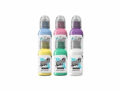 Pastel set 6x30ml - World Famous Tattoo Ink - Limitless - 6 Kleuren set - 6 Colour tattoo ink set