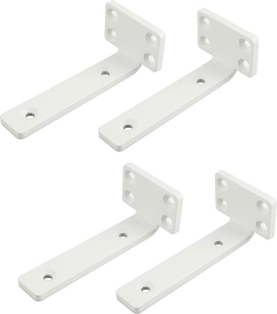 Set van 4 zwevende plankdragers, 10 x 5 cm, duurzaam en praktisch, wandplank met schroeven, wit, ideaal voor decoratie en opslag