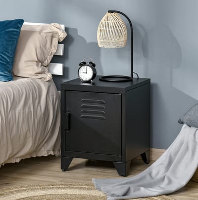 STILVORA Bedtafel - Industrieel Metalen Nachtkastje Met Verstelbaar Inwendig Rek En Magnetische Deur - Voor Slaapkamer En Woonkamer - Zwart - 40 X 40 X 50 Cm